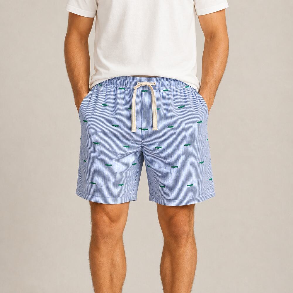 Bottoms Out Vintage 1988 Key West Seersucker Alligator Shorts Men's Large